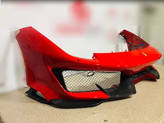 Ferrari PISTA 488, Front bumper with carbon fiber front lip complete, OEM Part (4)_censored