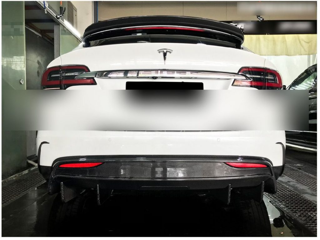 Tesla Model X SUV carbon skirts rear diffuser carbon rear wing (7)