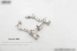 Ferrari 488 Spider Pista Cat Downpipe With Heat Shield Valvetronic Muffler System